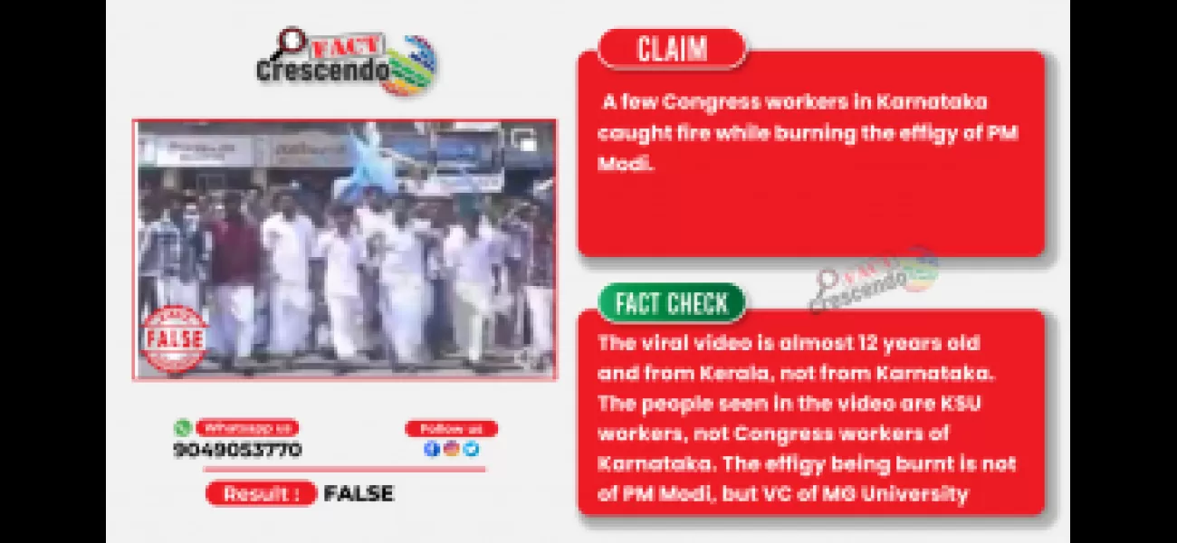 A video from Kerala is falsely being shared as Congress workers in Karnataka catching fire while burning an effigy of PM Modi.