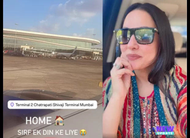 Actress Hina Khan is back in her hometown of Mumbai for just one day.