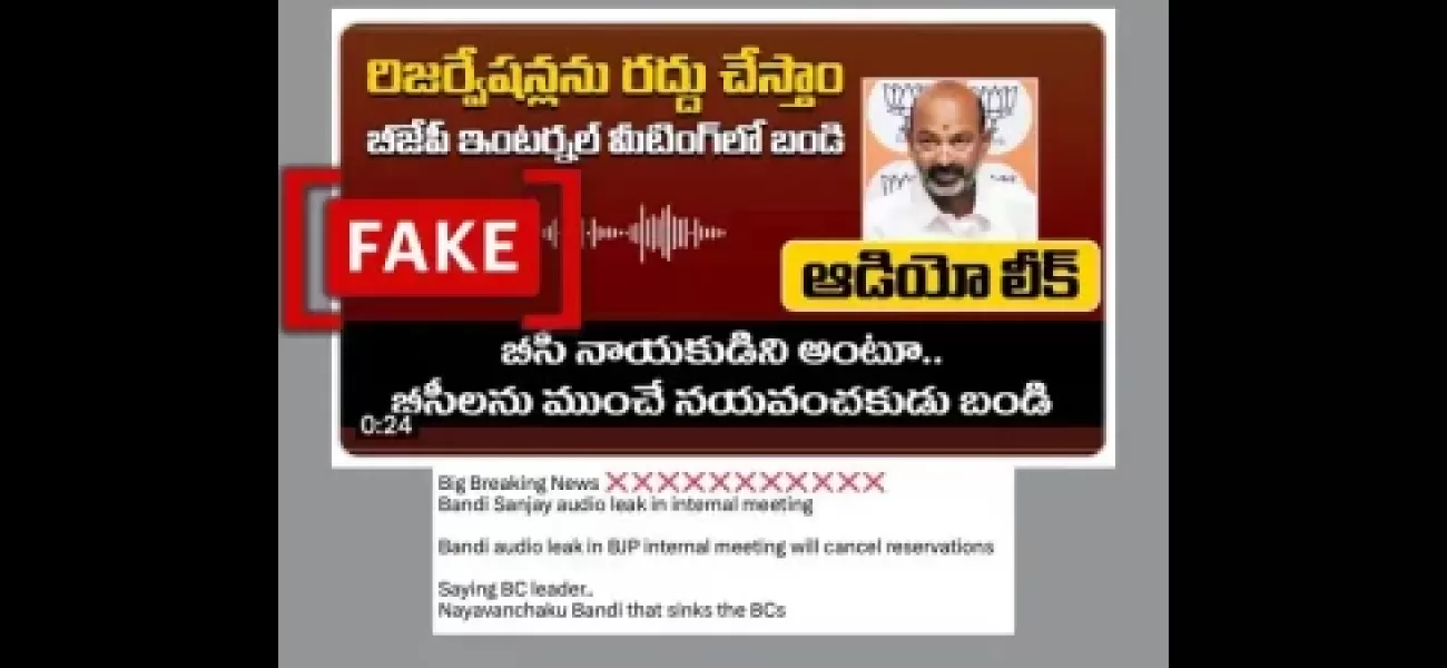 Fake audio shared by Telangana BJP leader claiming reservation for SC, ST, OBCs will be removed.