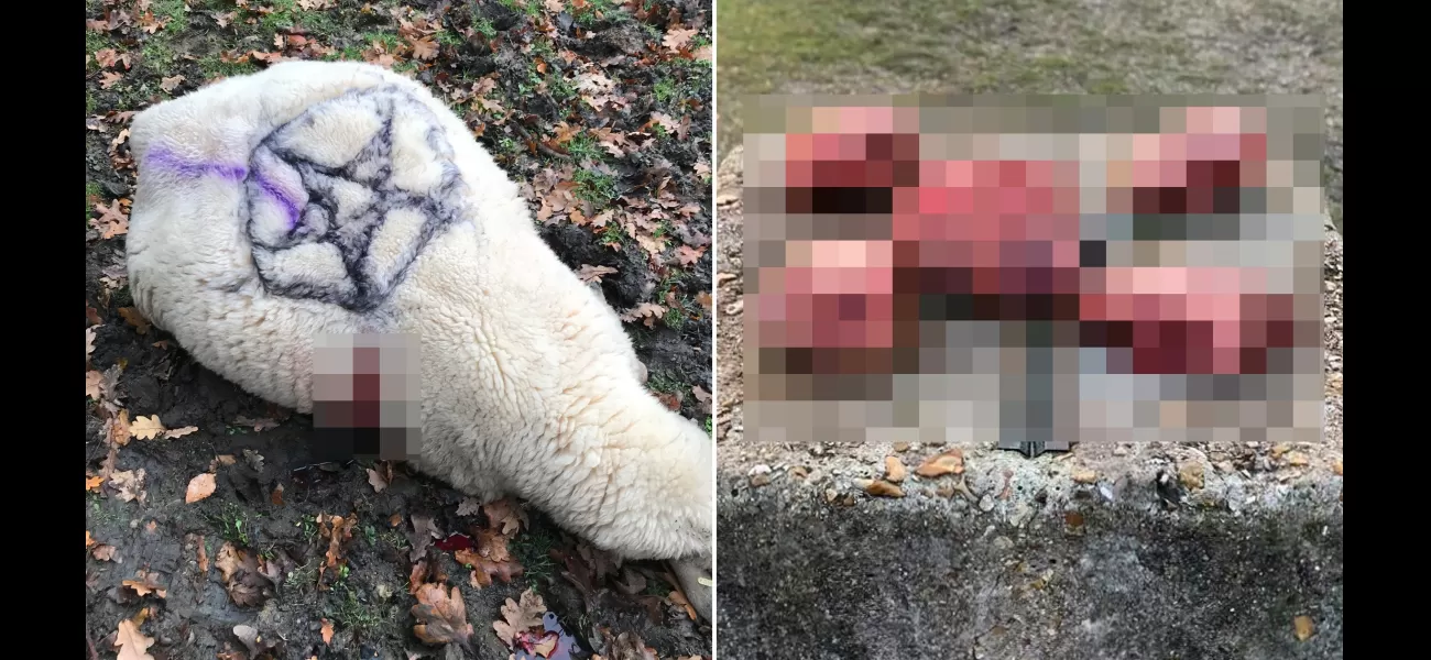 Sheep slaughtered and mutilated in Satanic ceremony.