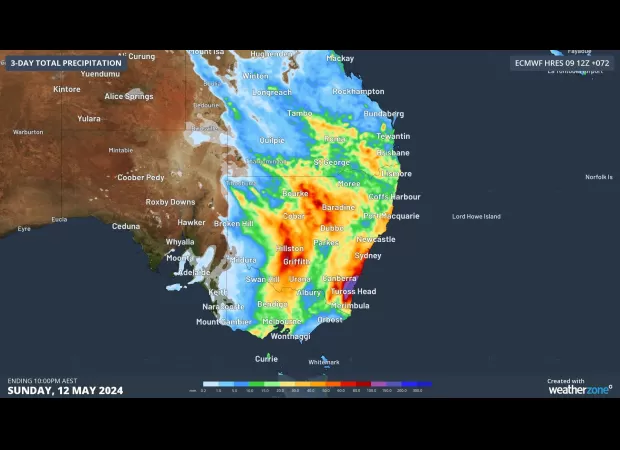 When will the rain in New South Wales end?