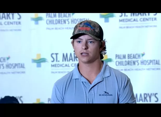 A man in Florida explains being assaulted after falling into waters infested with sharks.