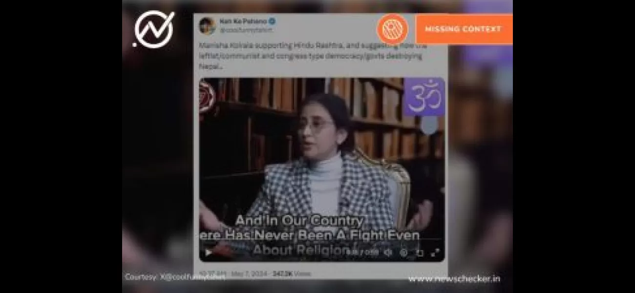 An old interview of Manisha Koirala advocating for a Hindu nation in Nepal has been falsely circulated as recent.