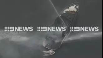 Sydney firefighters respond to burning yacht at marina.