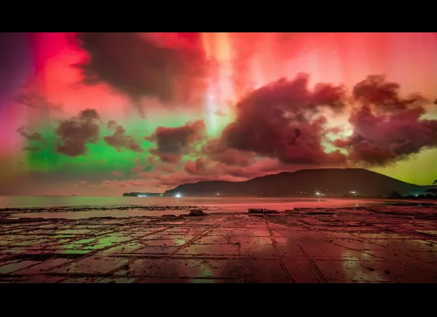 Southern skies shining with Aurora australis.