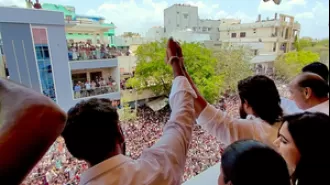 South Indian actor arrested after showing support for state legislator by visiting his home.