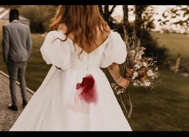 A wedding was ruined by a single glass of red wine.