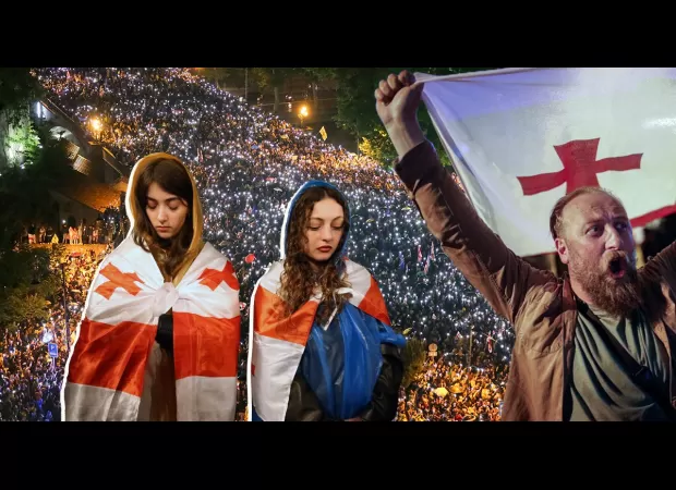Why did so many protesters gather in Georgia's streets last night?