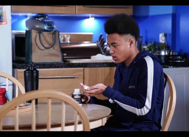 Actor Denzel Danes' character in EastEnders suffers from sexual dysfunction due to steroid misuse.