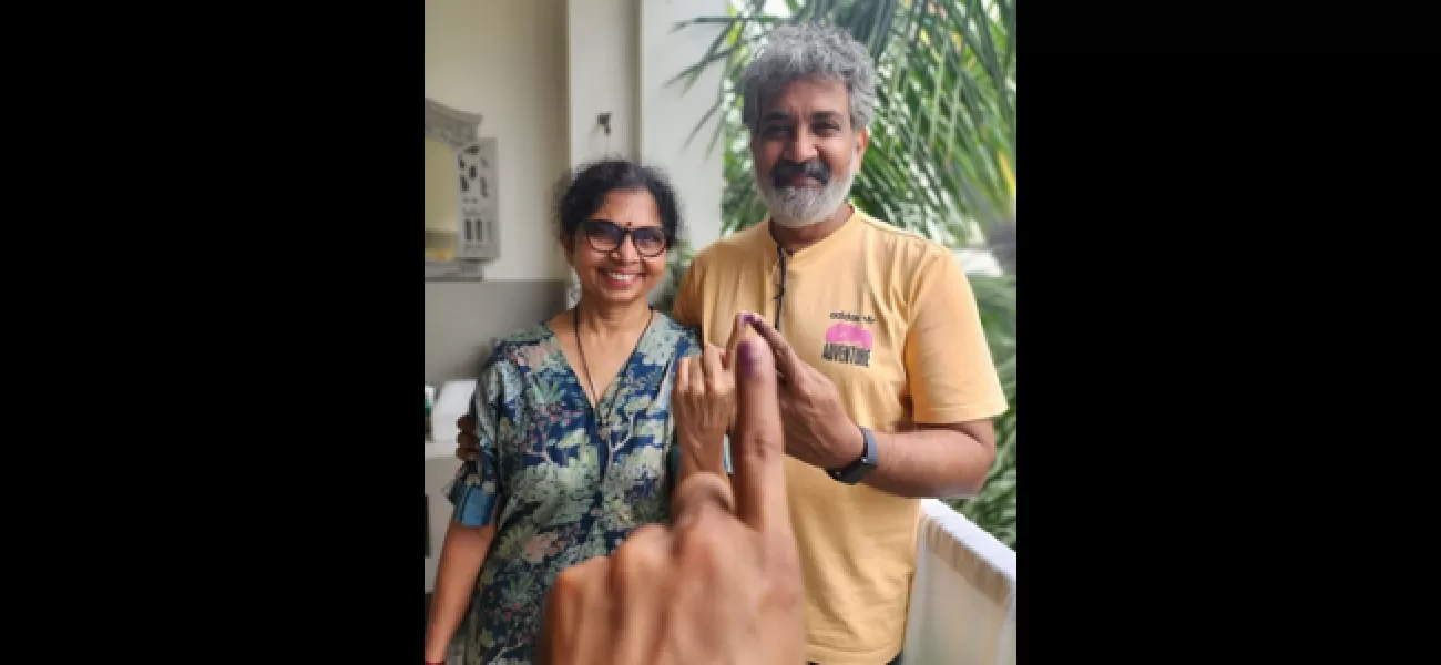Rajamouli hurries to vote at polling station after arriving from airport.