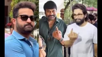 Celebrities Chiranjeevi, Jr NTR, and Naresh were seen casting their votes in Hyderabad.