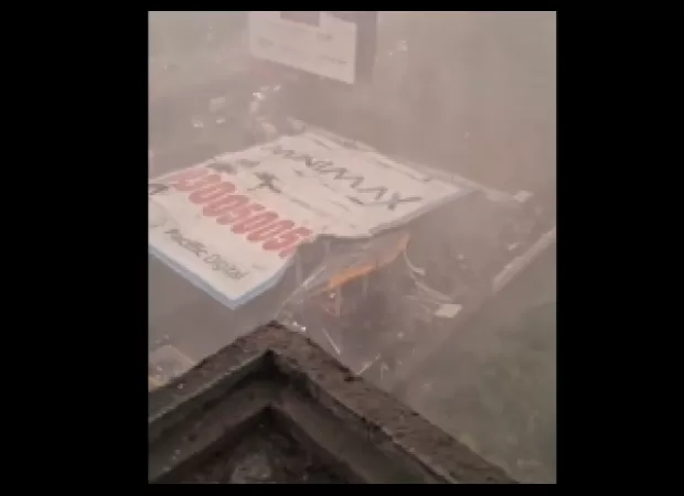 Dozens injured and potentially 100 people trapped as a hoarding collapses in Mumbai during heavy rain and strong winds.