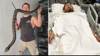 Man in Melbourne survives venomous snake bite, grateful to be alive.