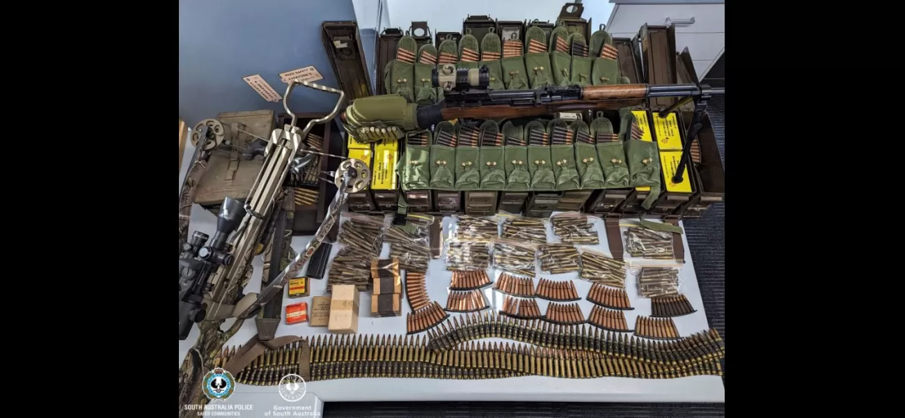 SA property raided, weapons confiscated: rifle, crossbow, and bomb.