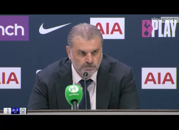 Postecoglou reacts to Tottenham fans jeering Arsenal during their loss to Manchester City.