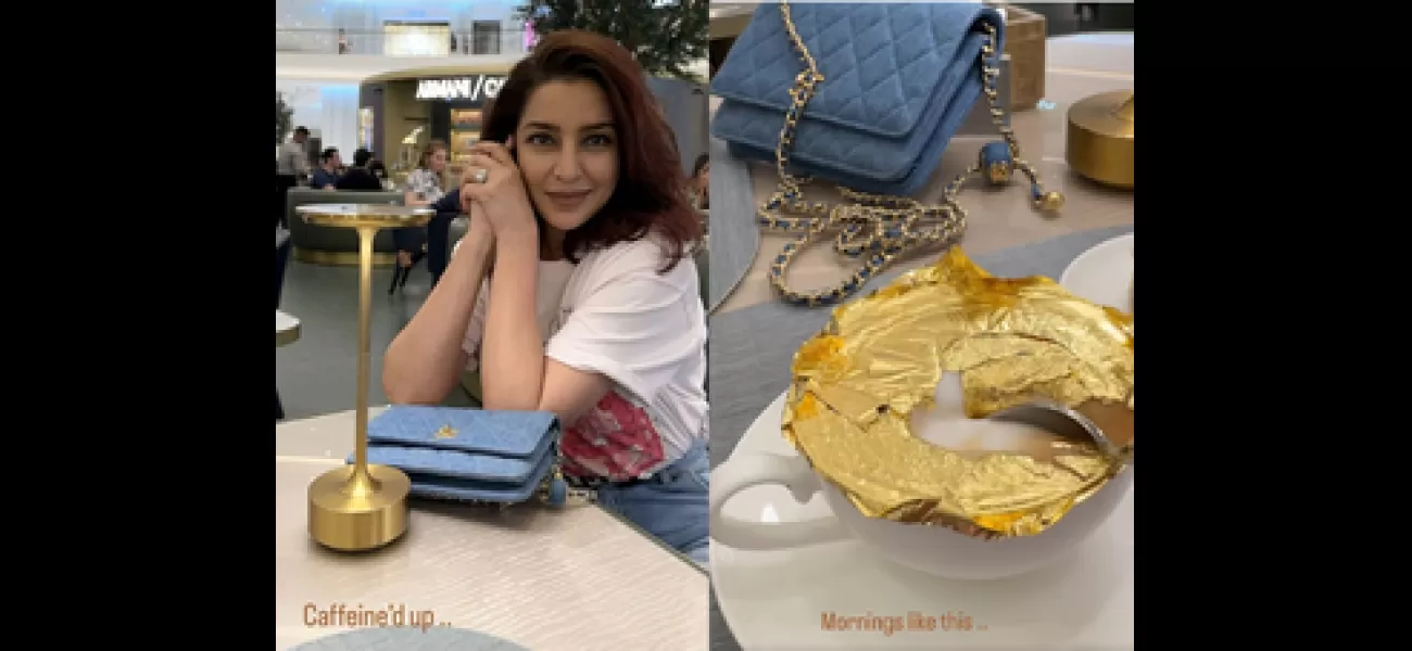Actress Tisca Chopra indulges in luxurious gold coffee in Dubai.