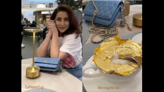 Actress Tisca Chopra indulges in luxurious gold coffee in Dubai.