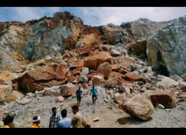A fatal accident in Odisha's Jajpur district as a quarry collapsed, leaving one dead and three others trapped.