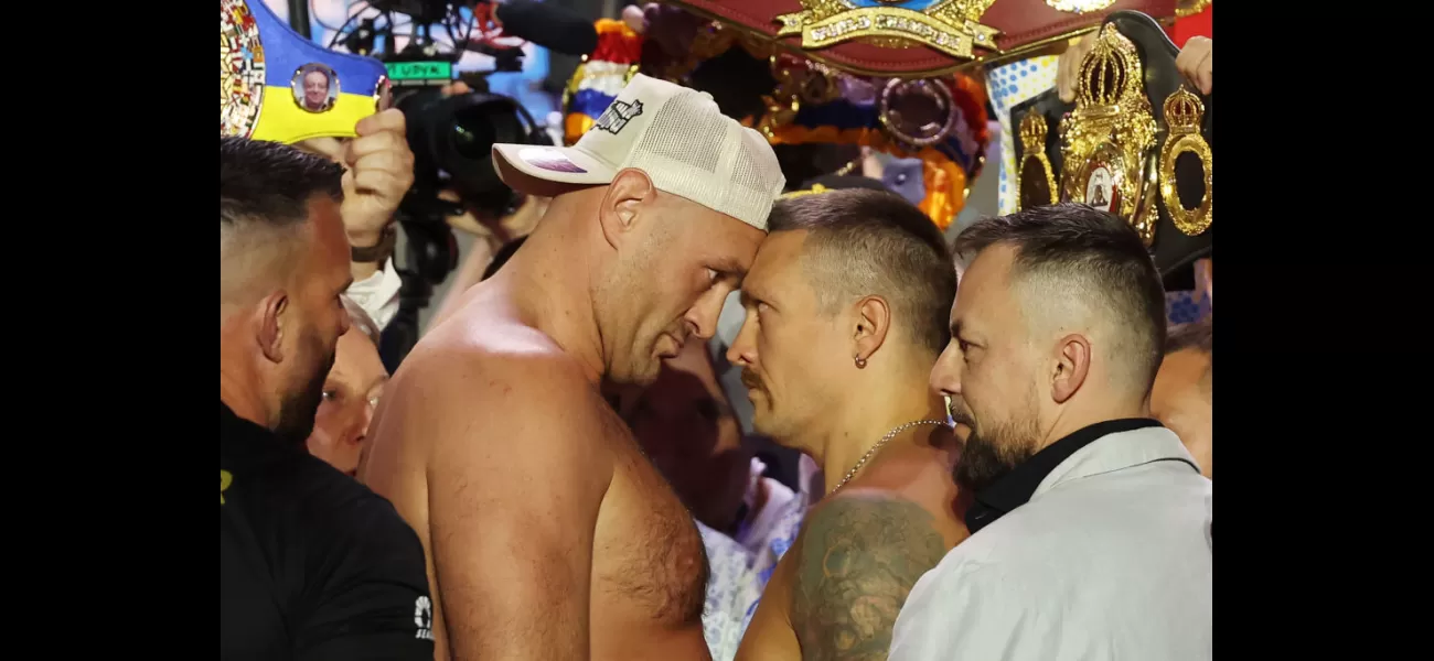 Boxers Tyson Fury and Oleksandr Usyk had to be separated by security at a heated weigh-in.