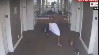 A video seems to capture 'Diddy' assaulting his girlfriend in a hotel hallway.