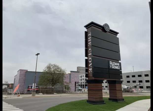 A major dumpster fire is raging at The Clove construction site in Buffalo Grove, a $150 million redevelopment project.