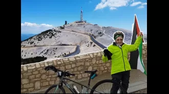 82-year-old grandmother climbs tough mountain to fundraise for Gaza, defying her age.
