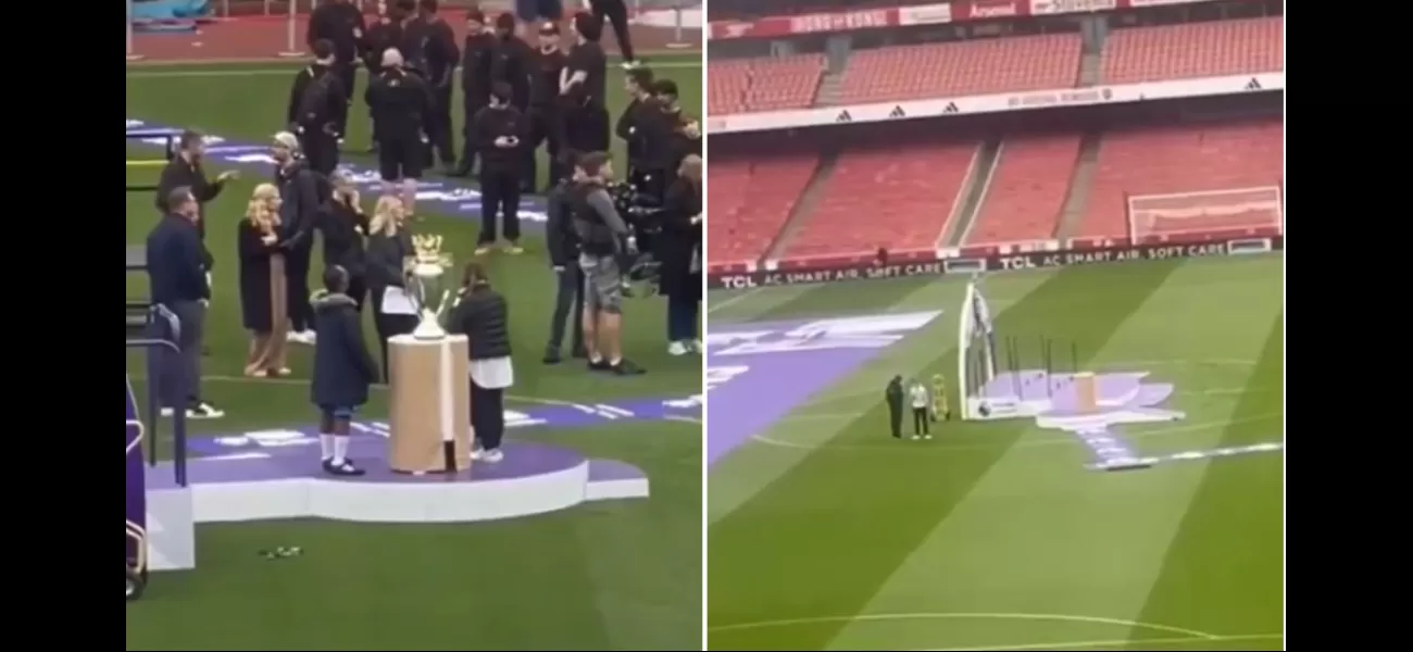 Arsenal fans mocked by rivals for video of practice for trophy ceremony in Premier League.