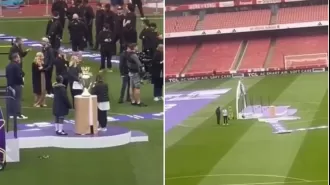 Arsenal fans mocked by rivals for video of practice for trophy ceremony in Premier League.