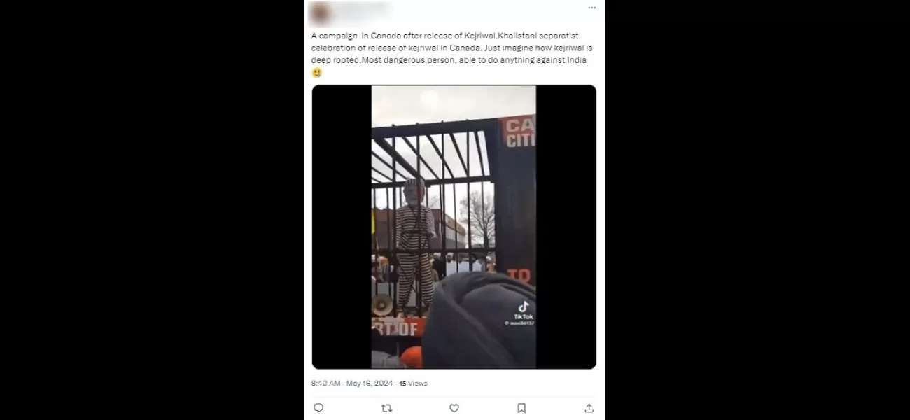 PM Modi's cutout in jail in Canada is a fake connection to Delhi CM Kejriwal's release on interim bail.
