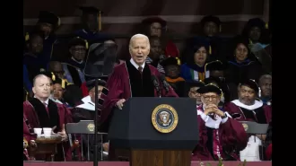 Joe Biden responds to backlash over his handling of the Gaza crisis in his keynote speech at Morehouse College graduation, faced with limited opposition.