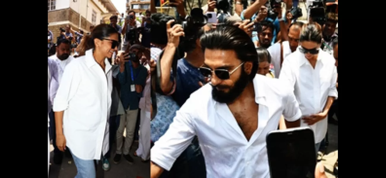 Deepika Padukone shows off her pregnancy belly while voting alongside her husband Ranveer Singh.