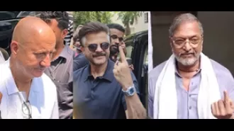 Bollywood actors Anil Kapoor, Nana Patekar, and Anupam Kher all cast their votes and proudly display their inked fingers.