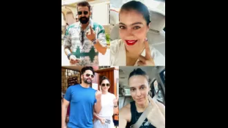 Celebrities Sanjay Dutt, Kajol, Jackky Bhagnani, and Rakul Preet participate in festival celebrating democracy.