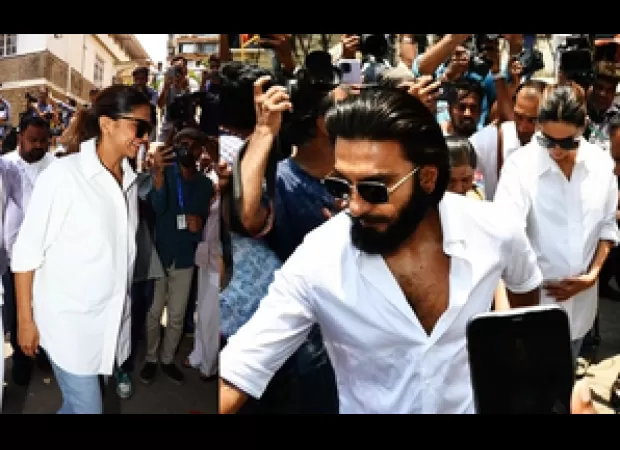 Deepika Padukone shows off her pregnancy belly while voting alongside her husband Ranveer Singh.