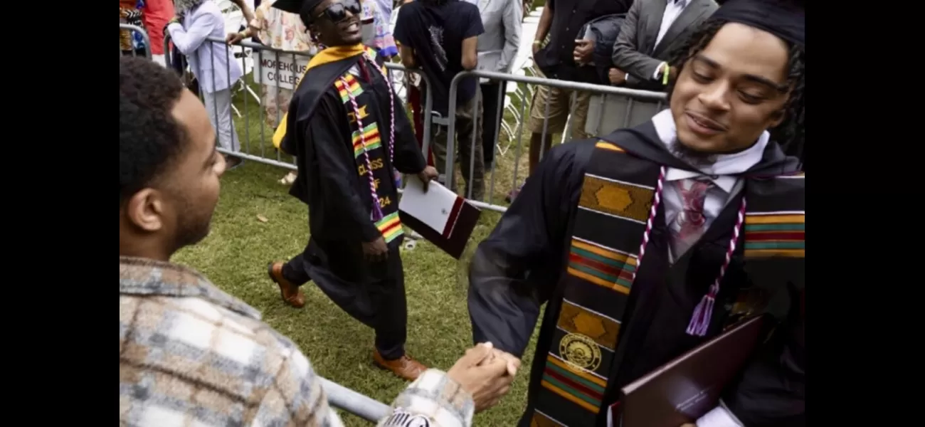 A thankful Morehouse graduate acknowledges his incarcerated uncle for taking out a loan to help him pay for tuition, recognizing the importance of community support.