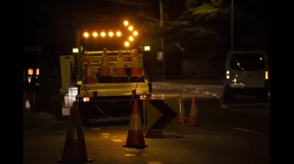 A roadworker in Brisbane was hurt after being struck by a hit-and-run driver at midnight.