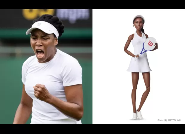 Mattel celebrates Venus Williams by creating a Barbie doll in her honor, recognizing her as a role model.