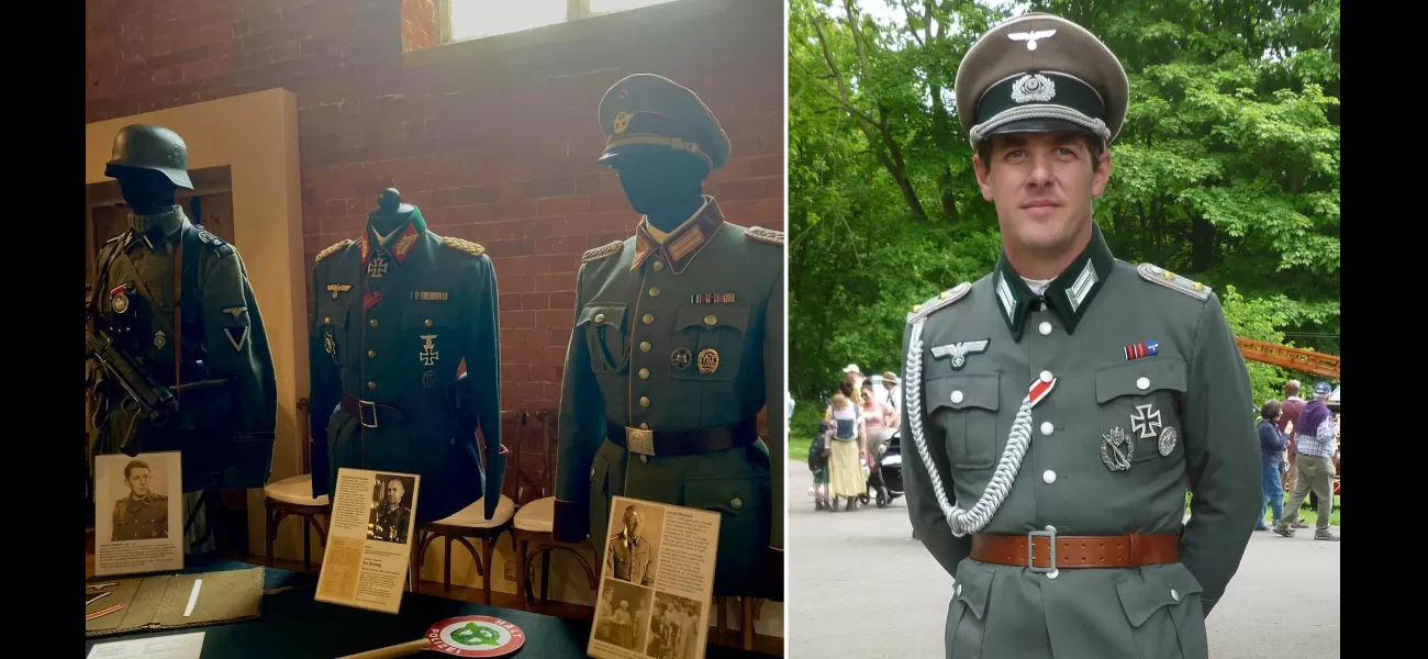 Supervisors of WWII gathering support attendees in Nazi attire.