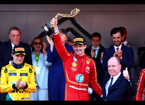 Leclerc emotional after taking first win at Monaco Grand Prix.