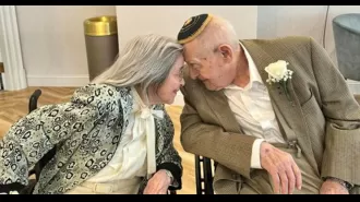 A man marries his 102-year-old girlfriend in a memorable ceremony at a retirement home.