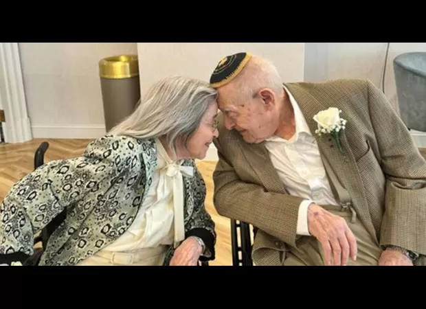 A man marries his 102-year-old girlfriend in a memorable ceremony at a retirement home.