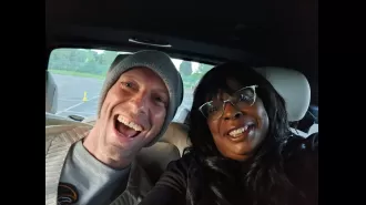 Coldplay frontman gives wheelchair user lift to show and hints at split with actress Johnson.