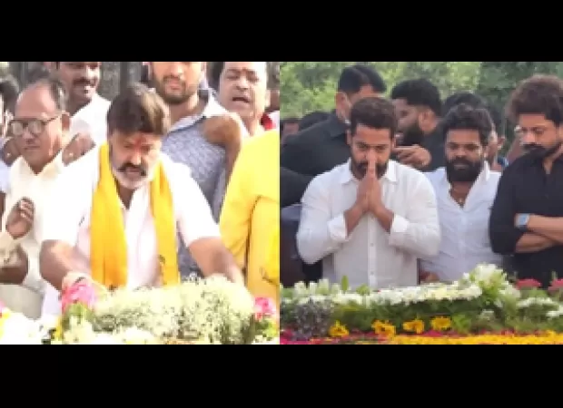 Balakrishna and Jr NTR honor NTR on his birthday.