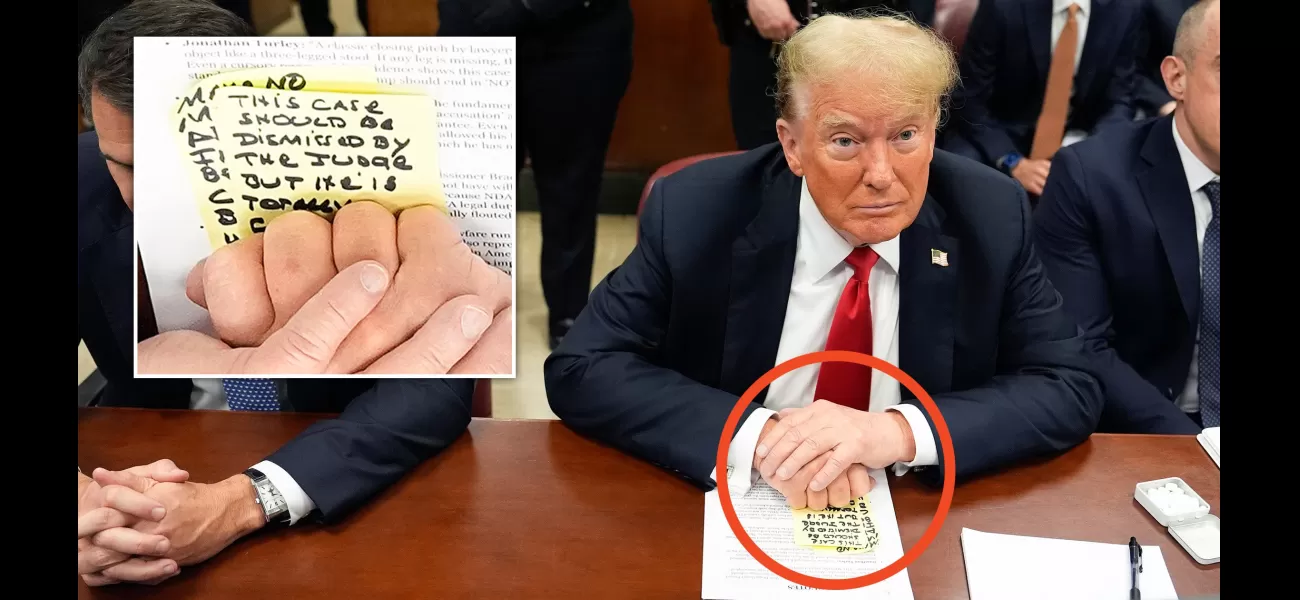 Trump's handwritten note serves as a reminder of his past comments during the hush money trial.