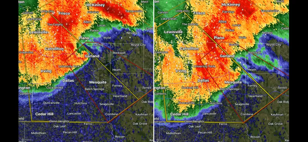 Severe storm moving through the US as seen on radar.