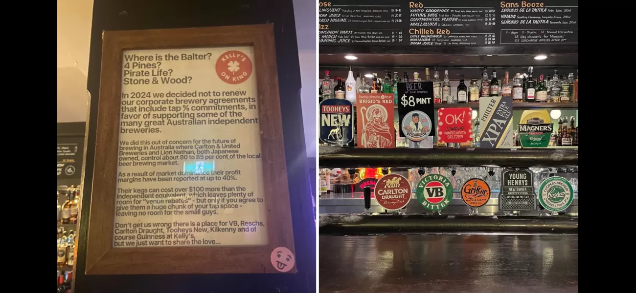 Local brewery fighting against big companies in pub industry.