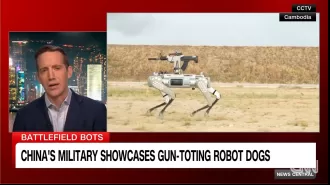 China's military displays its 'robot dog' during training exercises.