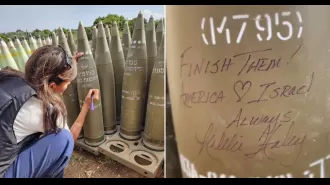 A politician in the US is being called a 'sociopath' for writing 'finish them' on Israeli artillery shells.