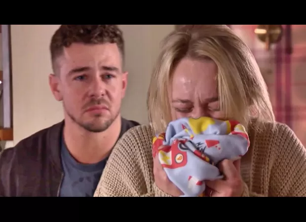 Leela from Hollyoaks is devastated by the loss of her baby and asks Joel to leave.