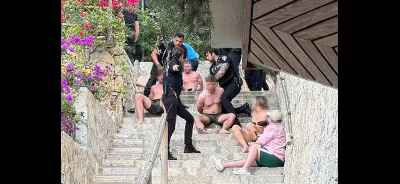 Eight British men were taken into custody after a large brawl broke out at a restaurant in Majorca during a stag party.